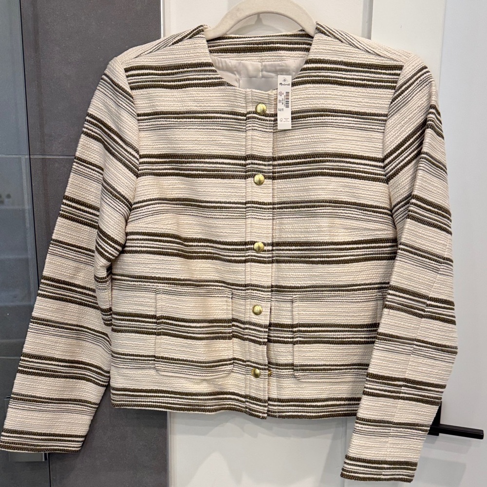 Madewell Striped Cream and Brown Women's Jacket NWT